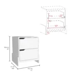 Modern nightstand with 2 drawers in glossy white compact bedside table from Goldoma