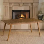 69-inch solid wood outdoor dining table on a patio with chairs