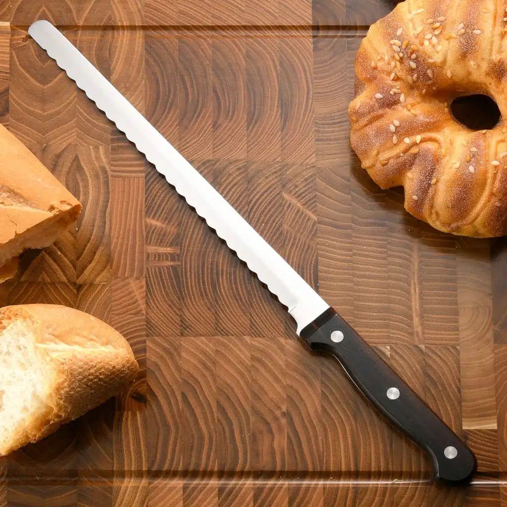 10 Inch Cooking Kitchenware Manufacturer Wood Handle Kitchen Chef Knife Carbon Steel Bread Knife
