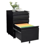 3 Drawer Metal Mobile File Cabinet With Lock for Letter/A4/Legal Size Under Desk Rolling Cupboard for Home Office – close-up