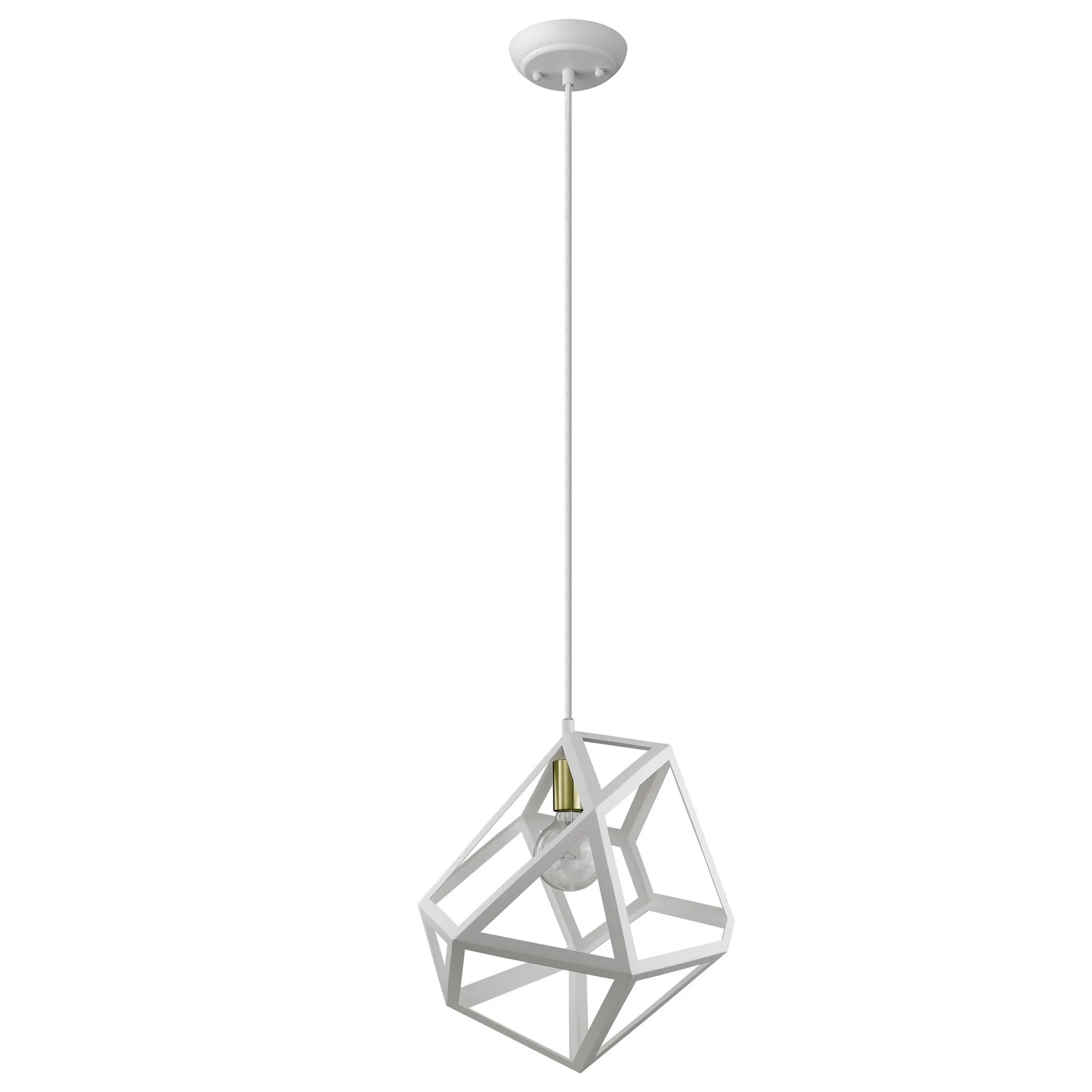 Crystal chandelier pendant HMS Hedron 1-light brass finish warm white light
