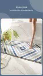 Simple Geometric Bathroom Non-slip Mat Microfiber Flocking Bath Mat Thick Plush Bathroom Rug Absorbent Non-slip Foot Mat