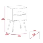 Smokey oak white nightstand with one drawer and open shelf, minimalist design for small spaces
