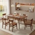 Solid walnut extendable dining table - mid-century modern oval table seats 4-8, seamless extension mechanism