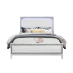 Goldoma White Wood & LED Crystal King Bed Frame with Faux Diamond Accents – side view