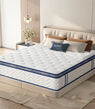 Goldoma Queen Hybrid Mattress 12 inch with individually wrapped coils and memory foam, medium-firm, hypoallergenic