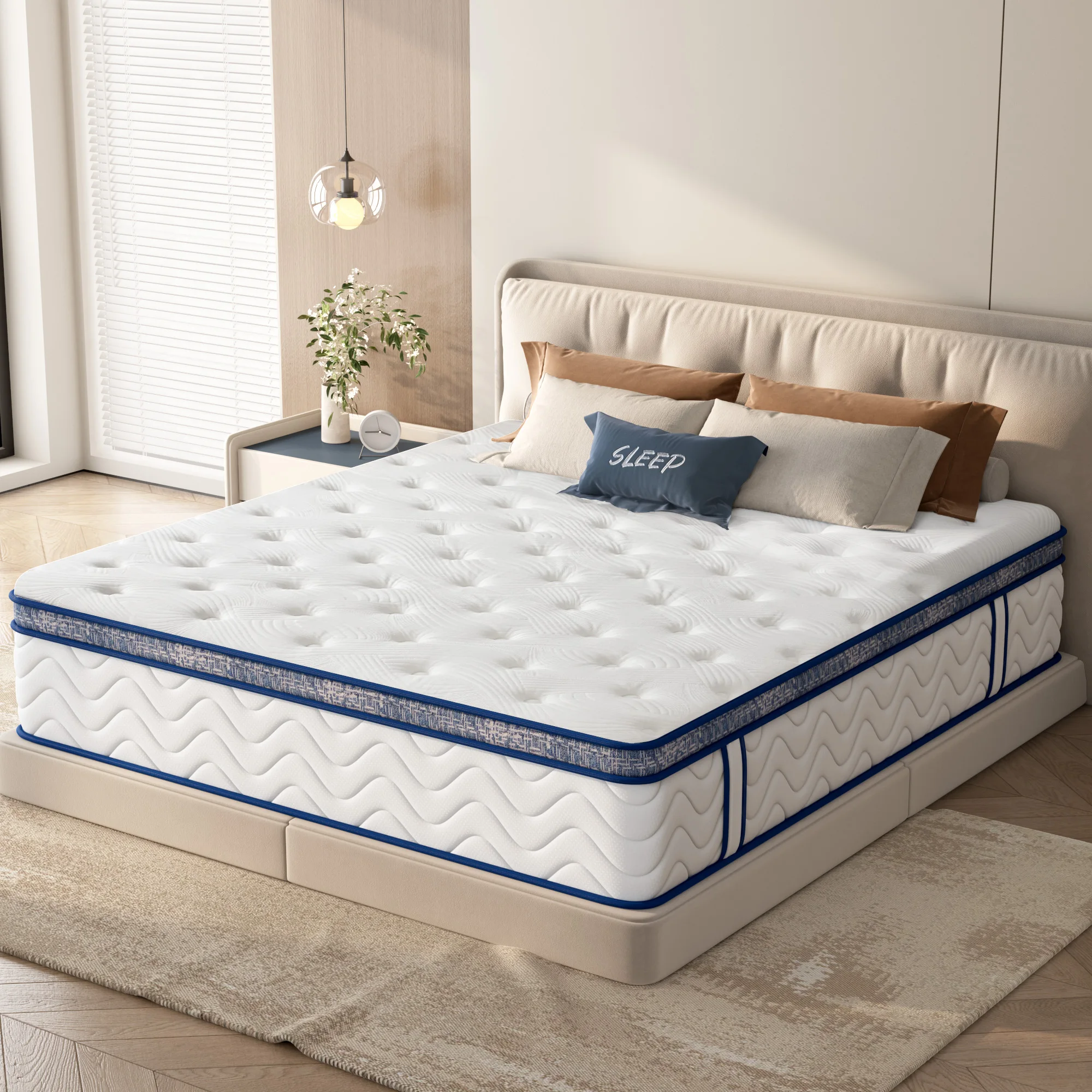 Goldoma Queen Hybrid Mattress 12 Inch – Individually Wrapped Coils &amp; Memory Foam