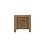 Modern 2-drawer wood nightstand in tan for bedroom storage - Goldoma