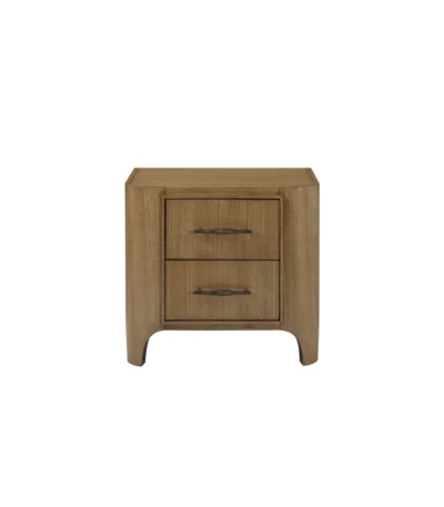 Modern 2-drawer wood nightstand in tan for bedroom storage - Goldoma