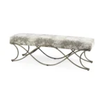 Goldoma 55-inch chenille upholstered entryway bench with gold metal frame
