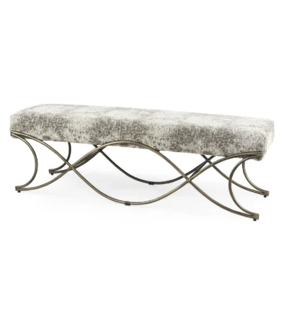 Goldoma 55-inch chenille upholstered entryway bench with gold metal frame