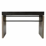 HMS 45 Simple Modern Design Adjustable Solid Wood Writing Desk Black and Brown for Home Office Use Assembled Computer Desk