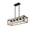 Ship From USA,32" Walnut Industrial Farmhouse Rectangle Pendant Light, 5-Light Chandelier with Lampshades (No Bulbs)
