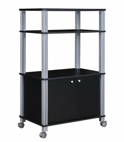 Multi Functional Kitchen Storage Rack With 3 Shelves and a 2-door Storage Cabinet
