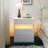 Goldoma LED Nightstand with 3 Drawers and Acrylic Top