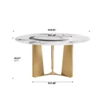 Goldoma luxury rotating dining table with sintered stone marble top and metal legs in a modern dining room