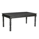 72 inch black solid wood dining table with marble design in a modern dining room