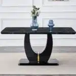 Luxury Stone Dining Table with Metal Legs – Seats 6 – side view