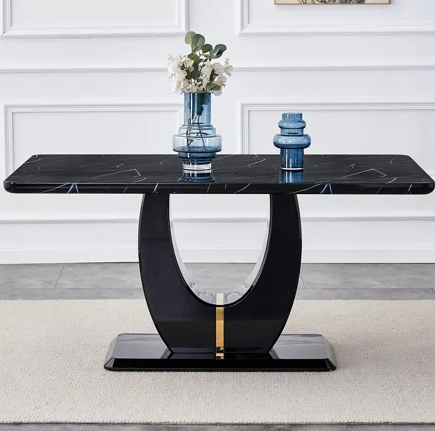 Luxury Stone Dining Table with Metal Legs – Seats 6