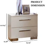 Glossy white nightstand with two drawers and chrome handles - contemporary bedroom furniture by Goldoma