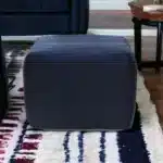 Goldoma 18" Blue Cotton Patchwork Pouf Ottoman - Foldable Foot Stool with Tufted Design – base detail