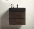 Goldoma Homein 24 in walnut black bathroom vanity with sink, wall mounted, front view showing melamine cabinet and soft