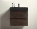 Goldoma Homein 24 in walnut black bathroom vanity with sink, wall mounted, front view showing melamine cabinet and soft