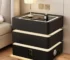 Cream wood 3 drawer nightstand with LED sensor light and three spacious drawers