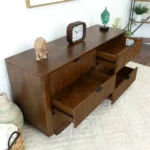 Goldoma Mid-Century Modern Solid Pine Wood 6-Drawer Dresser - TV Stand for Bedroom & Living Room – top view