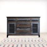 HMS 71 Brown Solid and Manufactured Wood Distressed Buffet Table Elegant Dining Room Furniture - Image 2