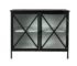 Modern sideboard with glass doors in black iron and mango wood, 41 inches, for living room