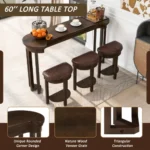 Modern bar table set with 3 PU upholstered stools in a contemporary dining room