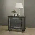 Transitional Metallic Gray Nightstand with Two Drawers