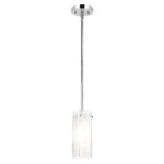 Nordic style pendant light with glass shade, suspended above a kitchen island.