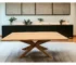 Goldoma 79-inch rustic pedestal dining table for 8 in a cozy dining room