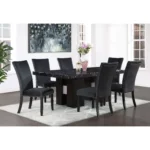 70 inch black faux marble double pedestal dining table - Goldoma