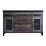 HMS 71 Brown Solid and Manufactured Wood Distressed Buffet Table Elegant Dining Room Furniture