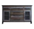 Elegant solid wood sideboard with distressed brown finish in dining room