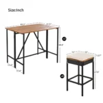 10-Piece Modern Acacia Wood PE Rattan Wicker Outdoor Dining Set Foldable Tabletop 8 Stools Eco-Friendly Durable All-Weather