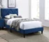 Goldoma Twin Size Bed with Adjustable Headboard, Navy Blue Velvet Upholstered Bed Frame for Kids & Teens