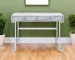 HMS 42" White Writing Desk Two Drawers Simple Design Office Computer Table Adjustable Extendable Wooden Metal Material Shelf