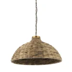 HMS Contemporary Brown Wicker Domed Pendant Light 3000K Warm White E26 Base for Hotel and Home Room Lighting