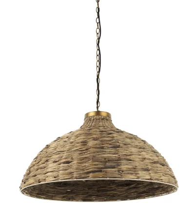 HMS Contemporary Brown Wicker Domed Pendant Light 3000K Warm White E26 Base for Hotel and Home Room Lighting