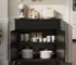 Modern Farmhouse kitchen storage cabinet with 2 drawers and 2 doors in black finish