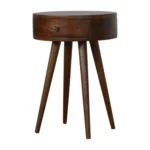 Nordic chestnut nightstand with drawer round solid wood bedside table Goldoma