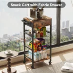 Rolling kitchen cart with fabric drawer and handle in modern kitchen