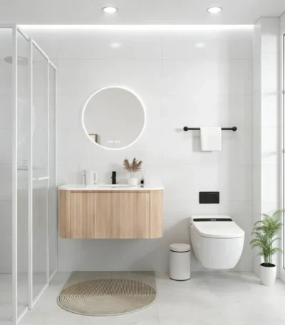 USA Free Shipping Modern Floating Bathroom Vanity Cabinet Natural Wood Wall Mounted Bathroom Vanity with Drawer
