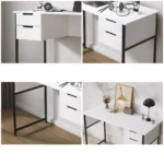 YQ FOREVER Home Office Modern Simple Small Study Writing PC Drawers Industrial Desktop Table Computer Desk – top view