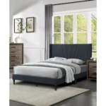 Best adjustable king bed with charcoal chenille upholstered headboard in modern bedroom