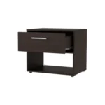 Stained Walnut Nightstand with Drawer and Shelf - Minimalist Bedroom Storage – styled in a modern Nightstands setting